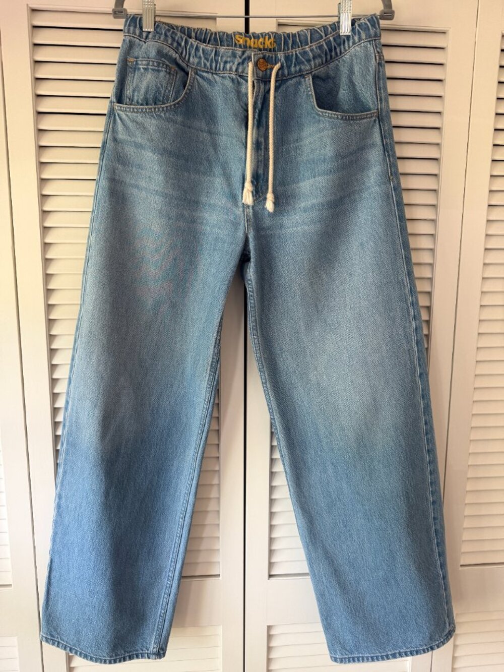 MOTHER DENIM SNACKS The Drawn Fun Dip Nerdy Jeans Drawstring Baggy Wideleg 27 - Picture 2 of 8